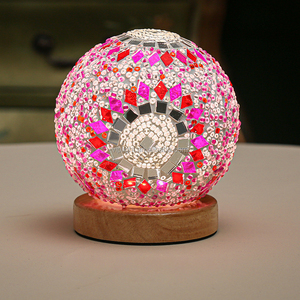 Coloré Base En Bois Mosaïque Veilleuse Blanc Chaud Gradation En Continu Turc Lampe De Table Rechargeable Lampe De Bureau Avec Télécommande - Product Image 6