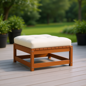 Repose-pieds de patio en bois de pin massif, 27,6 pouces, meubles d'extérieur rembourrés, design rustique et moderne - Product Image 2