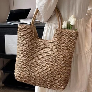 Bolso de Hombro Portátil de Gran Capacidad para Mujer, Novedad 2026, de Ganchillo Cóncavo, con Forro de Paja, Elegante y a la Moda - Product Image 3