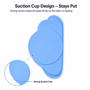 Assiette à ventouse en silicone pour bébé, forme nuage, motif visage de dessin animé, bol d'alimentation non toxique sans BPA, certifié CE EN71 - Product Image 4
