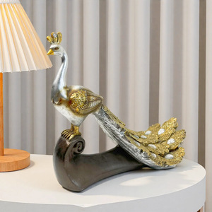 เครื่องประดับนกยูงเรซินอีพ็อกซี่น้ำหนักเบาหรูหราประติมากรรมศิลปะบ้านห้องนั่งเล่นตู้ไวน์และทีวีของตกแต่งบ้านของขวัญขึ้นบ้าน - Product Image 2