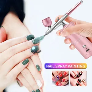 Portable Rechargeable Wireless Airbrush <b>Kit</b> with Compressor Single Action Spray Gun for <b>Nail</b> Art Tattoo Makeup Cake Airbrush - Product Image 4