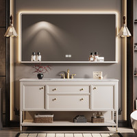 Meuble-lavabo de salle de bain sur pied de style européen haut de gamme avec lavabo, production personnalisable disponible.