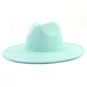 Nouveau Chapeau Fedora en Daim Couleur Unie à Large Bord en Forme de Cœur, Chapeau de Cowboy en Laine à Bord de 10 cm, Style Caractère pour Tenue Décontractée - Product Image 3