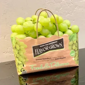 Manufacture Wet Strength Table Grape Kraft Paper Bag Handle Packaging Bag with Hole