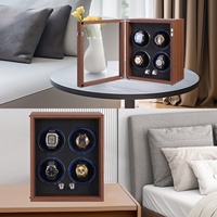 MINEESI Boîte à remontoir de montre automatique de luxe personnalisée OEM/ODM en bois MDF à quatre emplacements avec gyroscope rotatif, modèle X4, transparente, avec logo personnalisé