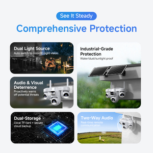 Caméra de sécurité <span class=keywords><strong>solaire</strong></span> 4G ShooCam 12MP IP66 avec audio bidirectionnel, 3 PTZ, 4 écrans, enregistrement 24/7, 2 panneaux solaires, batterie 12000mAh - Product Image 6