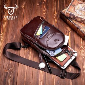 Bolso de Hombre de Gran Capacidad COWBOY <span class=keywords><strong>KNIGHT</strong></span>, Bolso Cruzado de Cuero Genuino para Hombre, Bolso de Mano Plano de Piel de Vaca de Primera Capa - Product Image 2