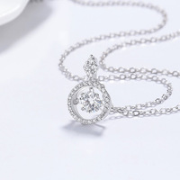 Kalung Hati Bergerak Trendy Perak 925 Liontin Halo Pave Warna Platinum Emas Hadiah untuk Wanita