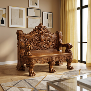 Luxury Traditional Royal-Inspired Convertible Tufted Apartment Living Room <b>Sofa</b> Set with Teak <b>Wood</b> <b>Frame</b> & Plush Foam Cushions - Product Image 5