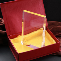 Trophée en cristal transparent incliné avec logo gravé entièrement personnalisé pour souvenirs décoratifs