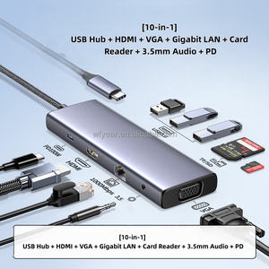 Adaptateur multiport <span class=keywords><strong>USB</strong></span>-<span class=keywords><strong>C</strong></span> multifonction 10-en-1 pour 2.0 4K 30Hz 6 <span class=keywords><strong>USB</strong></span> 3.0 3.5MM AUX en alliage d'aluminium, station d'accueil 6 ports en stock - Product Image 1