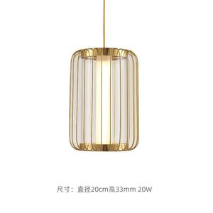 Lámpara Colgante de Cristal con Forma de Jaula de Pájaro, Diseño Minimalista Chino, Estilo Zen para Comedor, Altura Ajustable, LED Regulable - Product Image 5