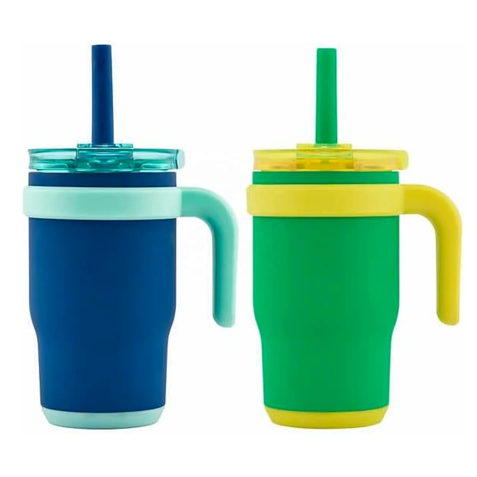 14oz Becher mit Griff für Kinder auslaufsicher isolierter Edelstahlbecher mit Deckel Strohhalm