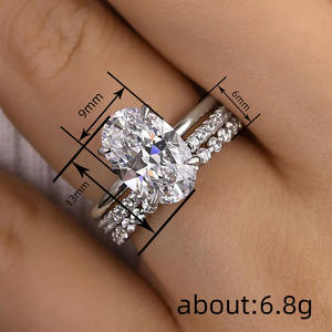 Ensemble de bijoux de mariée A191, diamant taille ovale, argent 925, sertissage griffe, bague de fiançailles pour femme, parures de bijoux raffinés - Product Image 5