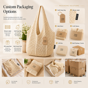 Sac fourre-tout en crochet fait main, réutilisable, écologique, pour le marché, la plage, les courses, l'été, léger, pliable, à porter sur l'épaule, pour femmes - Product Image 3