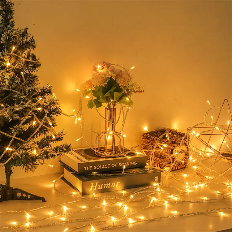 Guirnalda de cuerdas Led, luces de hadas de PVC, 1M, 2M, 5M10M, guirnalda de iluminación de batería para dormitorio de Navidad, decoración para fiesta de boda