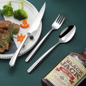 Custom Color Dishwasher Safe Silverware 5pcs Set <b>Thin</b> Handle Flatware European Gold Plated Cutlery Set - Product Image 1