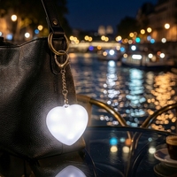 Porte-clés LED rond à forte luminosité, rechargeable par USB, avec capteur tactile, mini lampe à arrêt automatique, pendentif breloque, cadeau pour femmes et filles