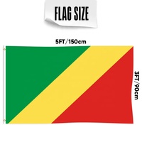 Drapeaux du Congo Brazzaville de taille standard 3x5 pieds en polyester 100D avec impression numérique pour les défilés et les événements sportifs - Vente en gros