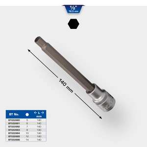 BRILLIANT TOOLS - BT022880 Douille hexagonale 1/2 '', 140 mm de long - EAN 4042146776520 HAND SOCKETS 1/2" - Product Image 2