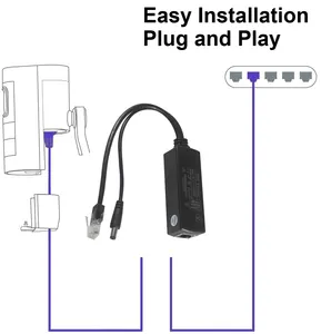 Adaptador divisor de inyectores POE, 5,5x2,1mm, 24 V, interruptor Din 0.5A 12v 802.3Bt, 12V
