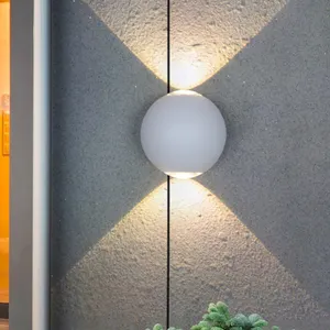 Moderne LED-Außenwand leuchten Sandy White Mini Ball Up und Down Korridor Courtyard Outdoor Wand leuchte