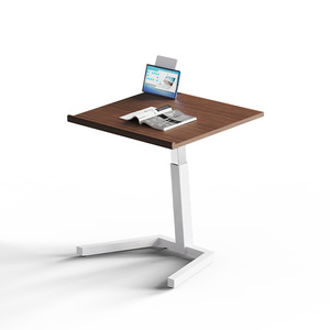 Table d'appoint réglable en hauteur à <span class=keywords><strong>colonne</strong></span> unique avec base en T et plateau en bois, bureau mobile assis-debout pour la maison et le bureau - Product Image 2