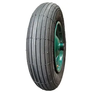 14 인치 3.5-8 직선 패턴 수레 바퀴 타이어 고무 공압 휠 녹색 림 유럽 시장