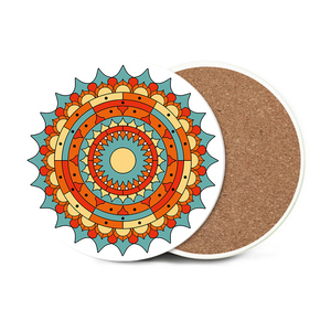 Dessous de verre ronds en céramique <span class=keywords><strong>Mandala</strong></span>, 5 pièces, sous-verre personnalisé, pour boisson de chien, ensemble de support, dessous de verre blancs en céramique - Product Image 4
