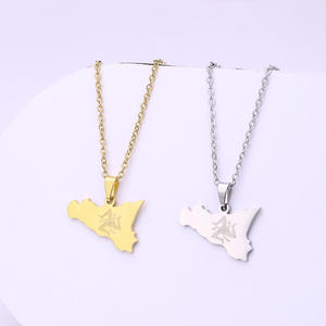 Collar con colgante de <span class=keywords><strong>bandera</strong></span> de <span class=keywords><strong>Sicilia</strong></span> italiana, joyería clásica de acero inoxidable de <span class=keywords><strong>Sicilia</strong></span> italiana, enlace de Color dorado y plateado para mujeres y hombres - Product Image 4