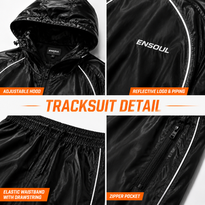 Conjunto Deportivo de Chándal para Hombre OEM Personalizado, <span class=keywords><strong>Chaqueta</strong></span> Cortavientos y Pantalones Reflectantes con Estampado de Poliéster y Nailon, <span class=keywords><strong>Impermeable</strong></span> para Deportes al Aire Libre - Product Image 2