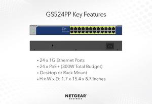 Série de commutateurs non gérés Gigabit GGS524PP <span class=keywords><strong>24</strong></span> ports Gigabit Ethernet <span class=keywords><strong>PoE</strong></span> haute puissance + commutateur non géré (300W) - Product Image 5