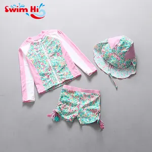 Traje de baño de 2 piezas para niña, conjunto de traje de baño UPF 50 + UV para surfear, chaqueta + Pantalones cortos, traje de baño para playa para verano