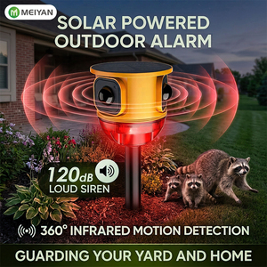 Sistema di Allarme di Sicurezza con Sensore di Movimento a Ricarica Solare, Induzione a 360 Gradi, Sirena da 120dB, Luce Stroboscopica per Frutteti e Vigneti - Product Image 1