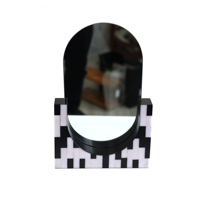 Nouveau design, miroirs de maquillage portables de table, modernes, faits à la main, écologiques, noirs, blancs, bleus, ovales, amovibles, pour bureau, vente en gros