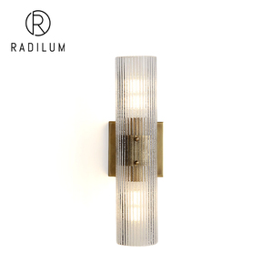<span class=keywords><strong>Applique</strong></span> <span class=keywords><strong>murale</strong></span> en laiton, style moderne et luxueux, pour salle de bain et hôtel, avec verre cannelé, LED E26, vente en gros d'usine, transfrontalier, modèle Soleil cannelé - Product Image 1