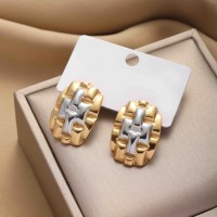 Nouvelle Collection – Boucles d'oreilles pendantes personnalisées en acier inoxydable, or et argent mélangés, forme tressée, bijoux fantaisie pour femme