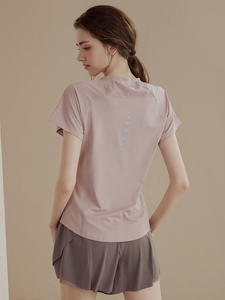 T-shirt de sport décontracté à coupe ample pour femmes O-Neck Woven Fabric Short-Sleeved Sweat Fitness Clothing Running Yoga Wholesale Supply - Product Image 4