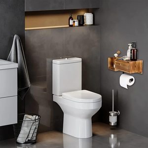 Solid Wood Wall Mounted Toilet <b>Paper</b> Holder With Storage Shelf Rectangle Easy Cleaning <b>Kitchen</b> Bathroom Organizer - Product Image 4