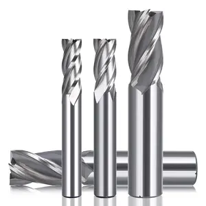 HUHAO 4 ขลุ่ยความเร็วสูงเครื่องตัดเหล็ก 8 มม. - 32 มม. CNC โลหะเครื่องมือแบน Edge End Mills พร้อมรูกั้น H04230301