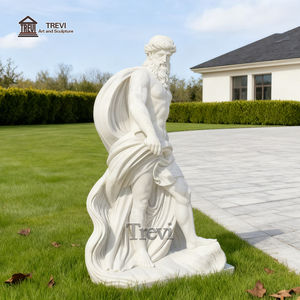 تمثال بوسيدون من الحجر الطبيعي للإله اليوناني الشهير تريفي للفن الأوروبي لشاتو من الرخام - Product Image 5