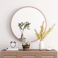 Miroir mural personnalisé de luxe pour décoration de maison et d'hôtel, cadre rond en métal suspendu noir or argent en aluminium cuivre style nordique