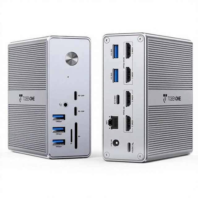 USB Docking Station 4 Monitor 18-in-1 Quad/Triple 4K 60Hz Thunderbolt 5/4/3 USB4 USB-C Aluminum Alloy 120W Power Supply C Stock