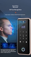 Serrure intelligente en alliage d'aluminium à reconnaissance faciale 3D pour portes en verre à cadre en aluminium de bureau, installation sans perçage, compatible
