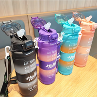Bouteille d'eau en plastique portable de grande capacité 1000 ml, couleur dégradée, givrée, pour les boissons d'été, les sports de plein air et les voyages