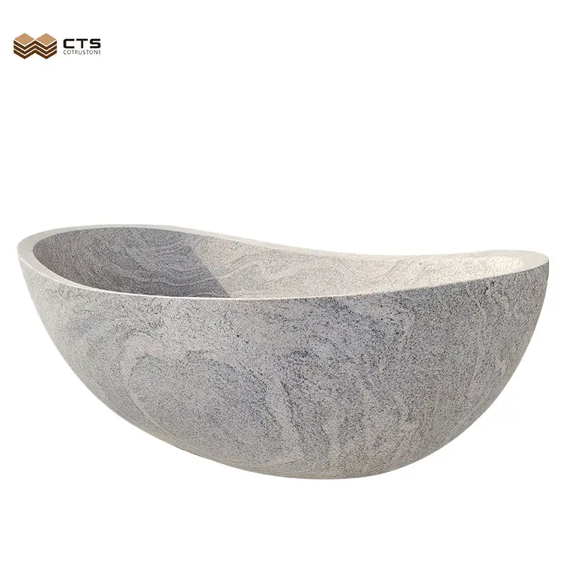 Polished Stone Nature Soaptub Bathroom Shower Gray White Marble Bathtub in Factory Direct