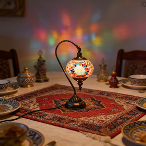 Lampada a Mosaico Turca Vintage <span class=keywords><strong>in</strong></span> Metallo e <span class=keywords><strong>Vetro</strong></span>, Lampada <span class=keywords><strong>da</strong></span> <span class=keywords><strong>Tavolo</strong></span> di Lusso Fatta a Mano per Camera <span class=keywords><strong>da</strong></span> Letto e Soggiorno - Product Image 5