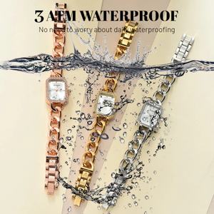 Reloj de Cuarzo de Moda para Mujer, de Acero Inoxidable, Caja de Aleación, Resistente al Agua, Minimalista, de Lujo, Joyería Hip Hop - Product Image 4