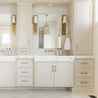 Meuble-lavabo de salle de bain moderne de luxe sur pied avec miroir, vasque en céramique, résistant à l'eau, garantie 5 ans pour hôtels et appartements